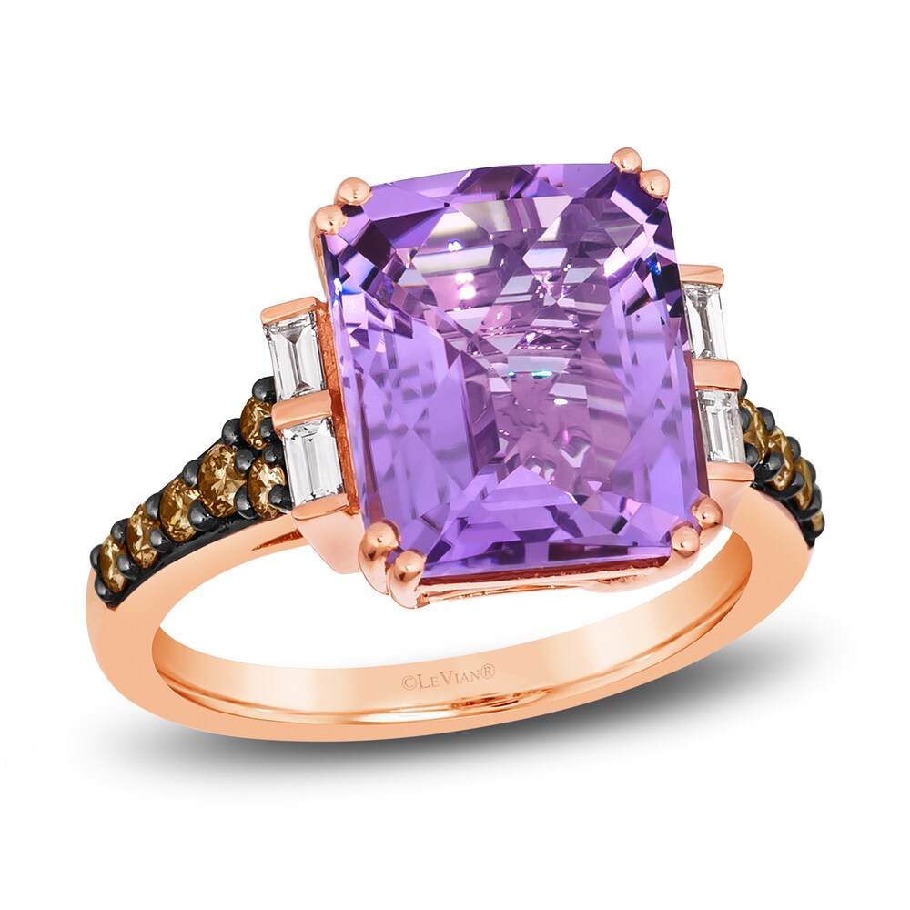 Le Vian Natural Amethyst Ring 1/2 ct tw Diamonds 14K Strawberry Gold MGzCfTg9