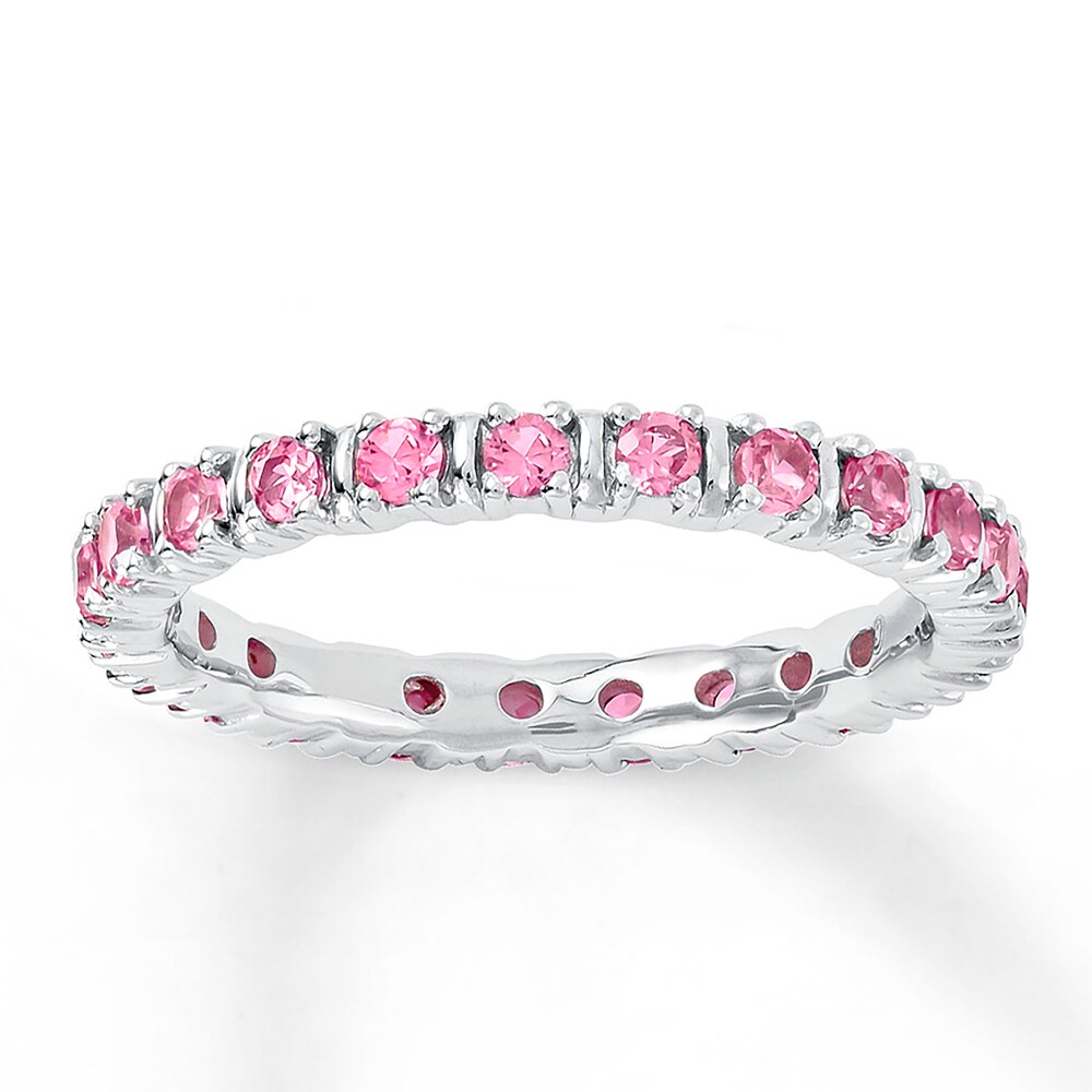 Stackable Ring Lab-Created Pink Sapphire Sterling Silver MHLvnYgO