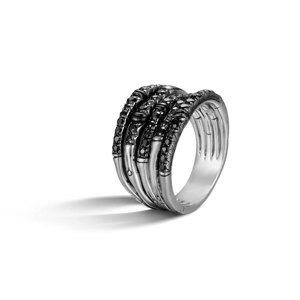 John Hardy Women's Bamboo Ring Black Sapphire Sterling Silver MO4s04O1