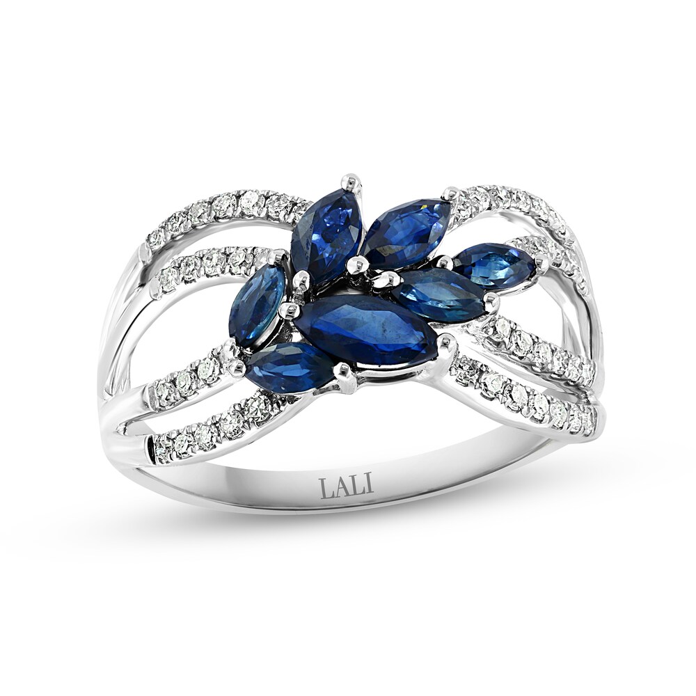 LALI Jewels Natural Blue Sapphire Ring 1/5 ct tw Diamonds 14K White Gold MRKZb8ci