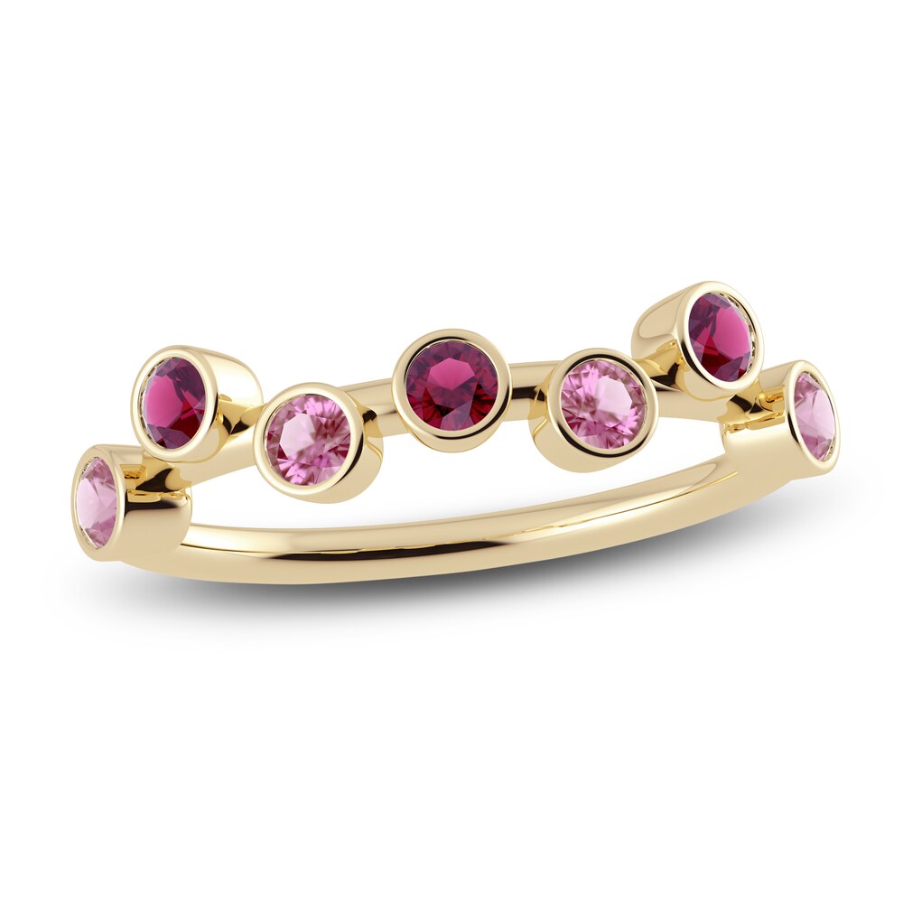 Juliette Maison Natural Pink Tourmaline & Natural Rhodolite Garnet Ring 10K Yellow Gold Mc7Pm5u8