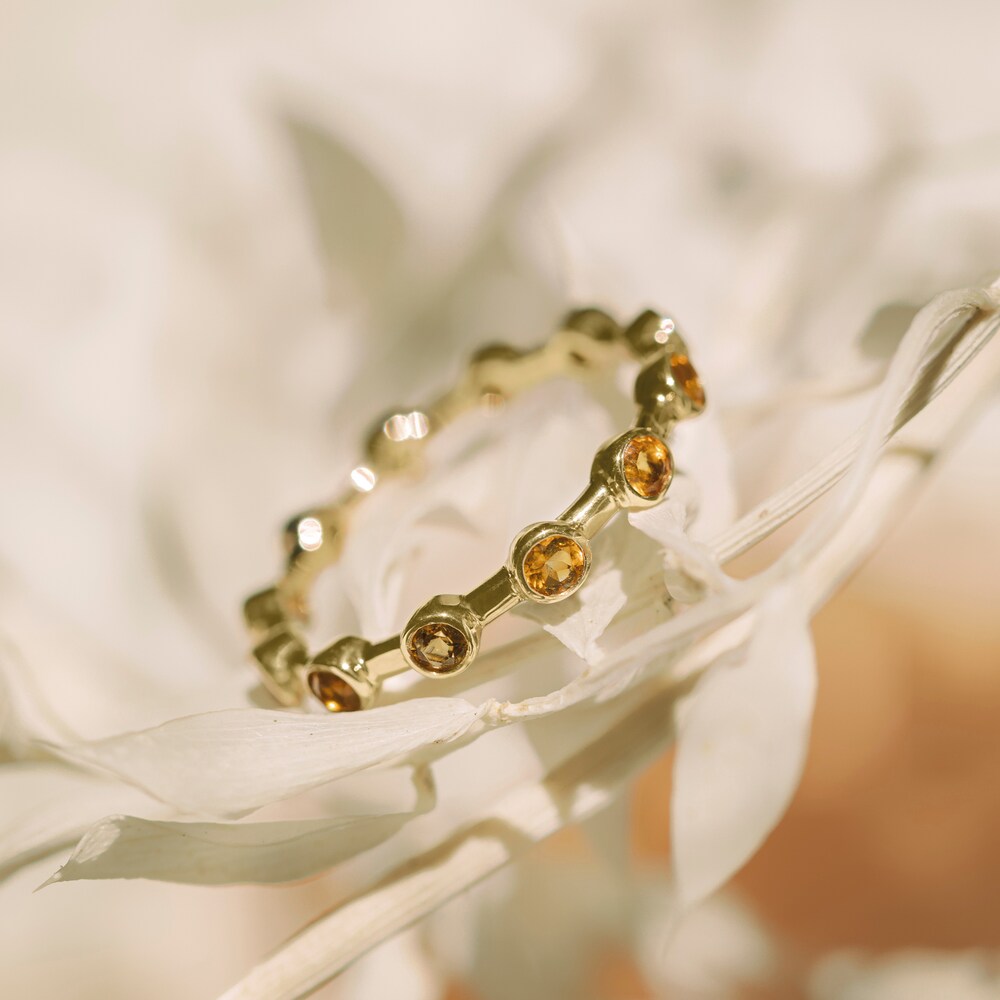 Juliette Maison Natural White Sapphire Ring 10K Yellow Gold MkuT2PKd