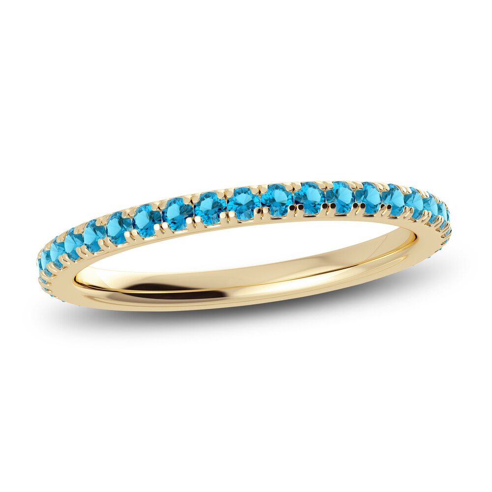 Juliette Maison Natural Blue Zircon Eternity Ring 10K Yellow Gold MtxCncmZ