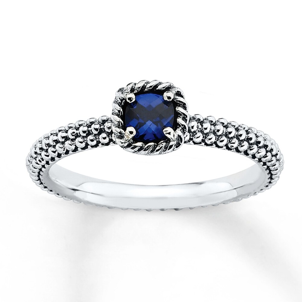 Stackable Ring Lab-Created Sapphire Sterling Silver MvA0Sxf5