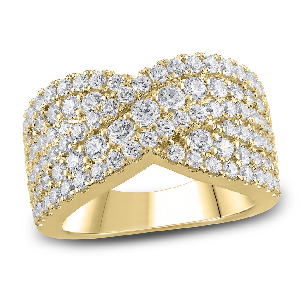 Hearts Desire Diamond Cross Anniversary Band 2 ct tw Round 18K Yellow Gold MzKt5U4f