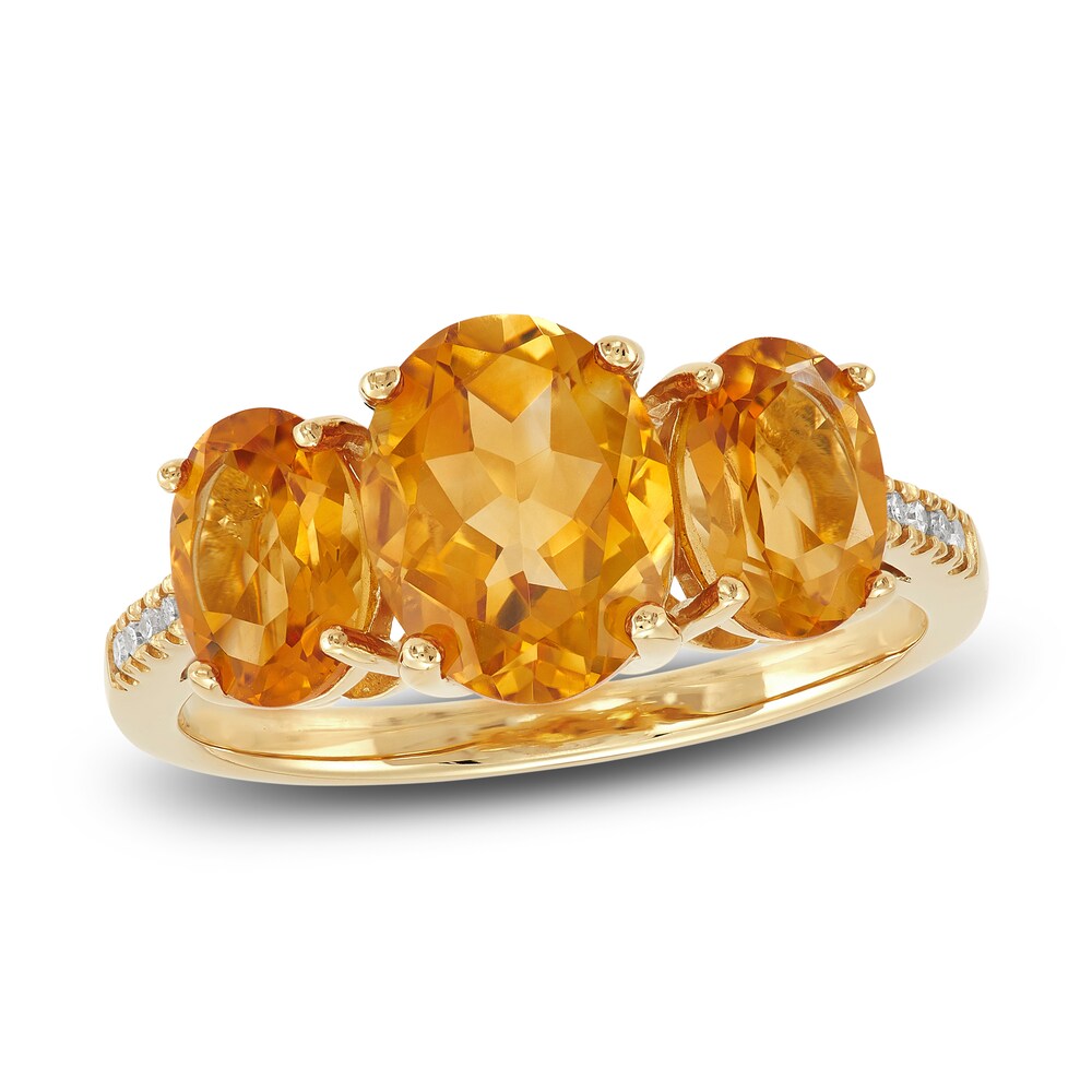 Natural Citrine Ring 1/20 ct tw Diamonds 10K Yellow Gold MzYaLw3l