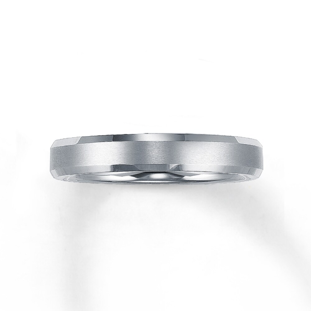 Wedding Band White Tungsten Carbide 4mm N3HJl2dU