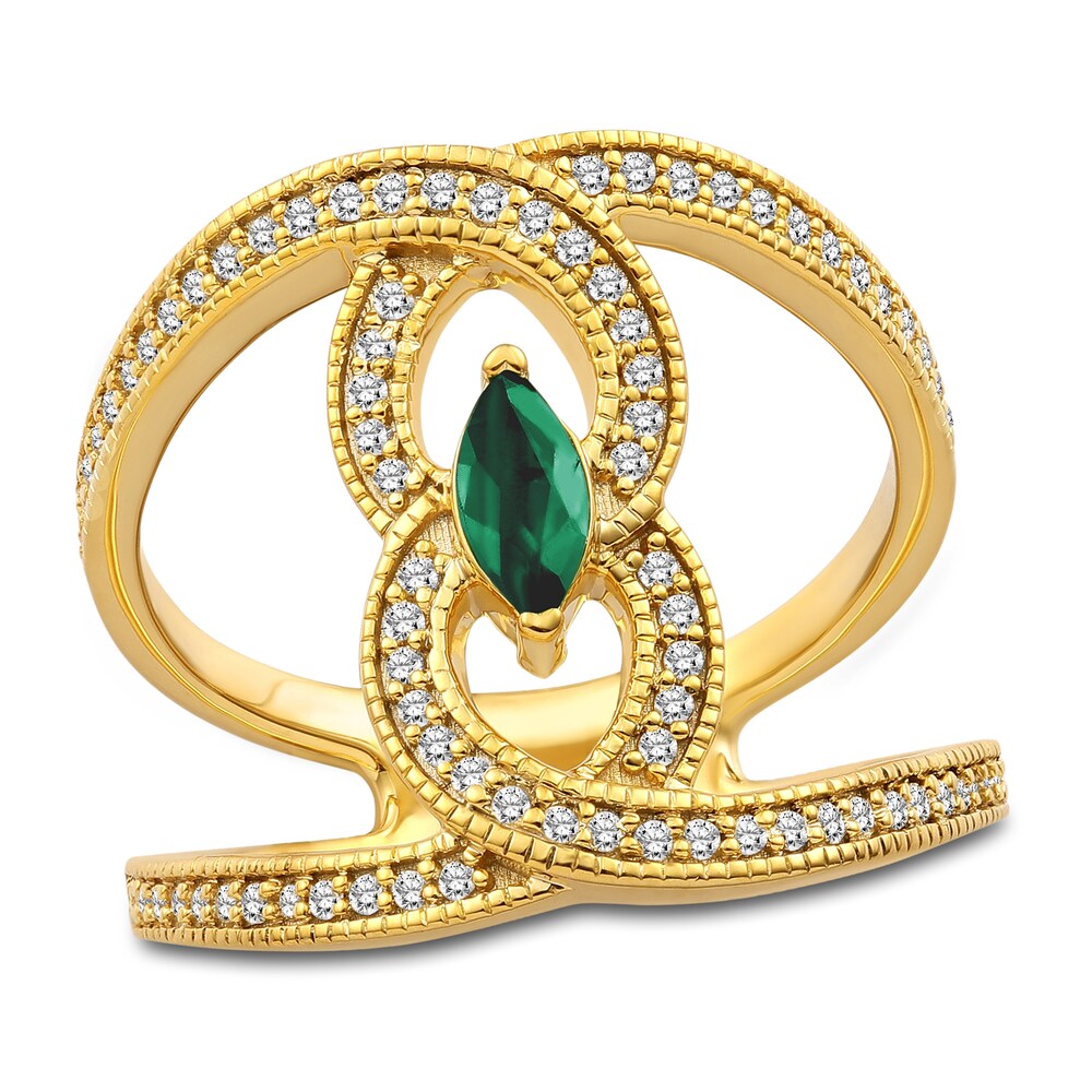 Natural Emerald Ring 1/3 ct tw Diamonds 14K Yellow Gold N7nzkPse