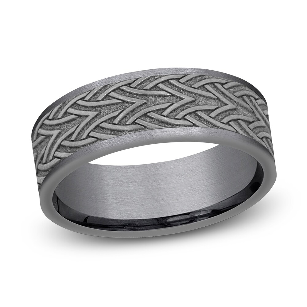 Gray Tantalum Stone Celtic Wedding Band 7.0mm NBUT7WEz