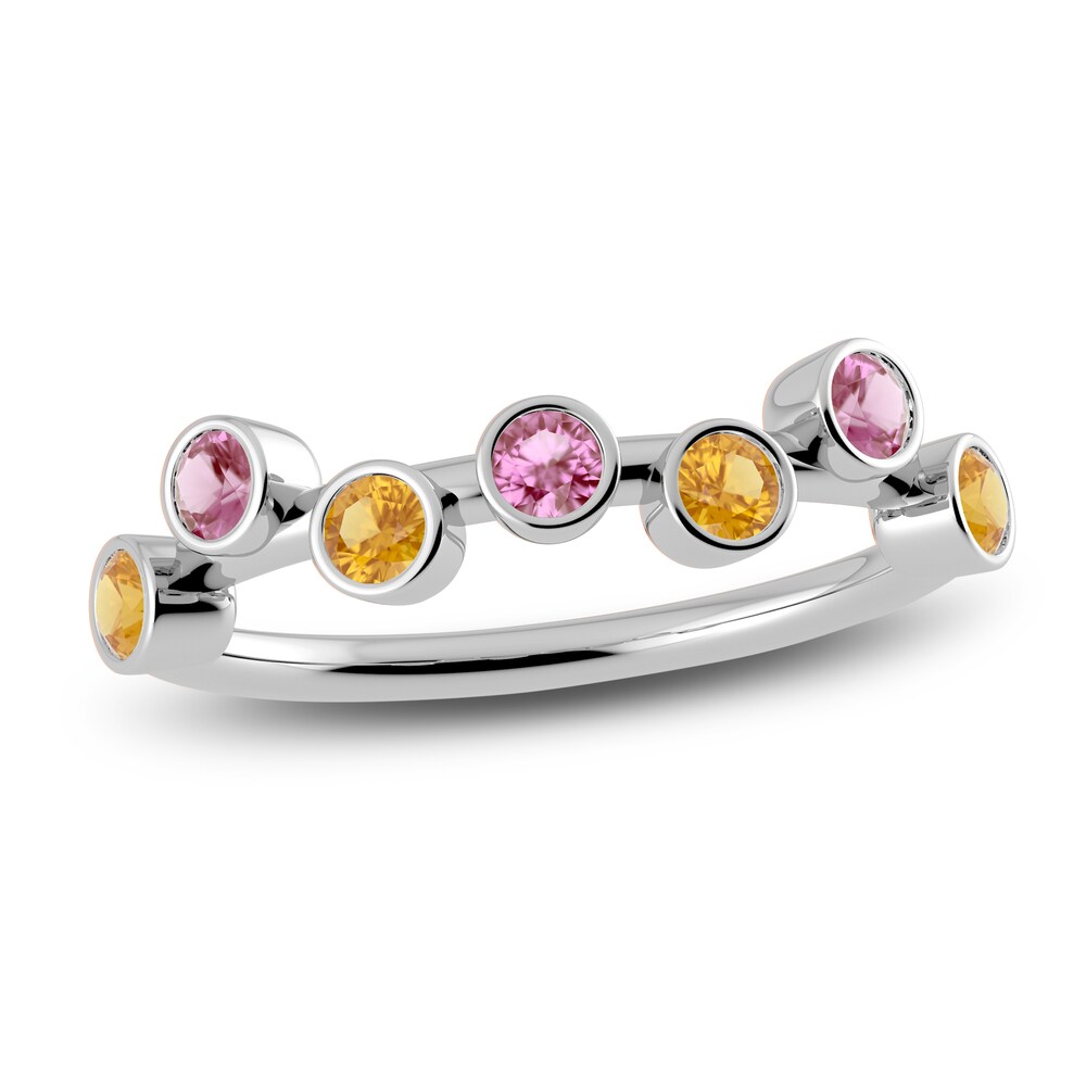 Juliette Maison Natural Pink Tourmaline & Natural Citrine Ring 10K White Gold NFUaUK6z