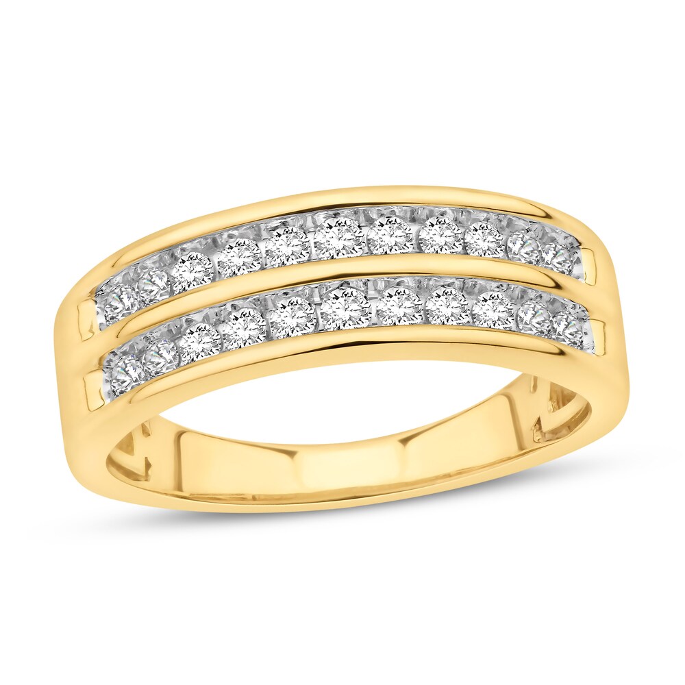 Diamond Double Band Ring 1/2 ct tw Round 14K Yellow Gold NHQ9XVdy
