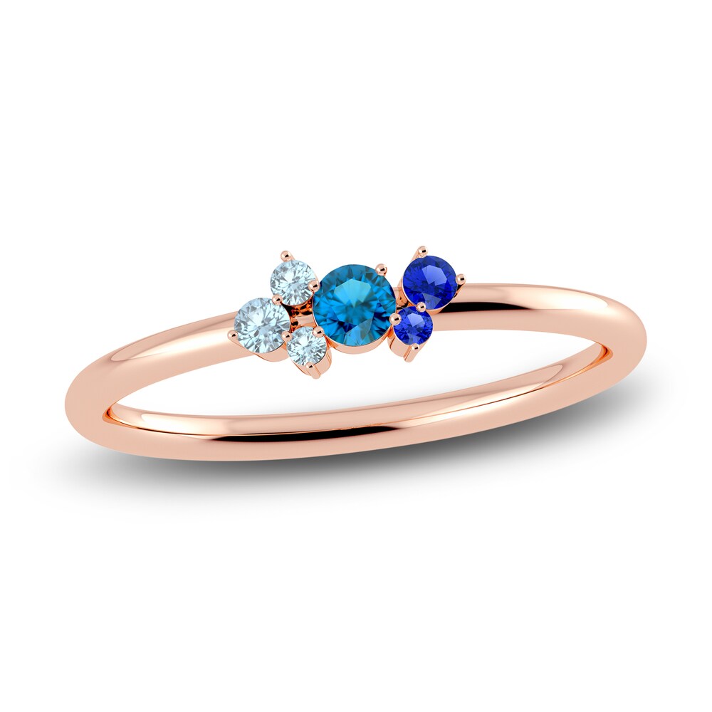 Juliette Maison Natural Aquamarine, Blue Zircon. Blue Sapphire Constellation Ring 10K Rose Gold NJTr9aD6