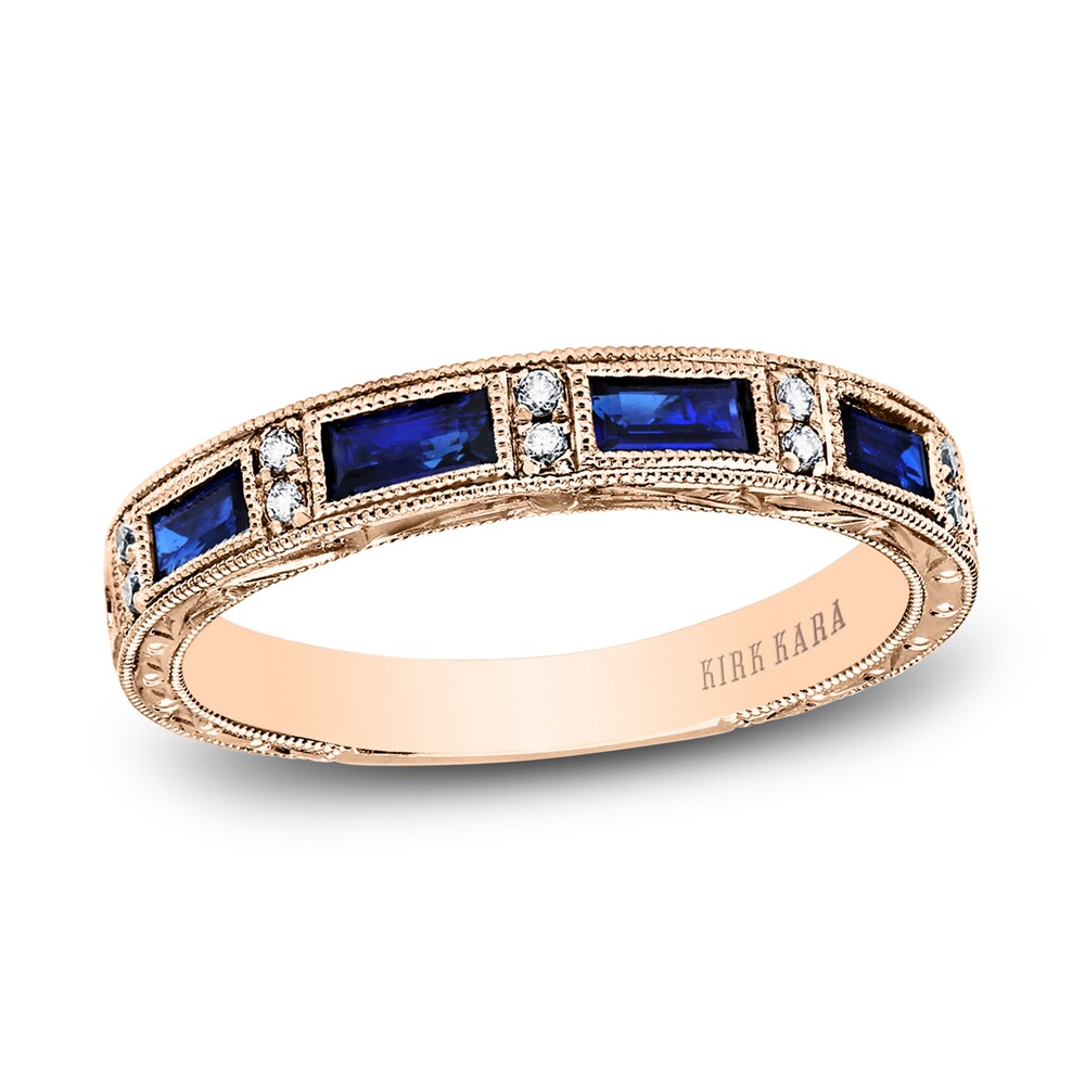 Kirk Kara Natural Blue Sapphire Anniversary Band 1/20 ct tw Diamonds 14K Rose Gold NJpDXN1K