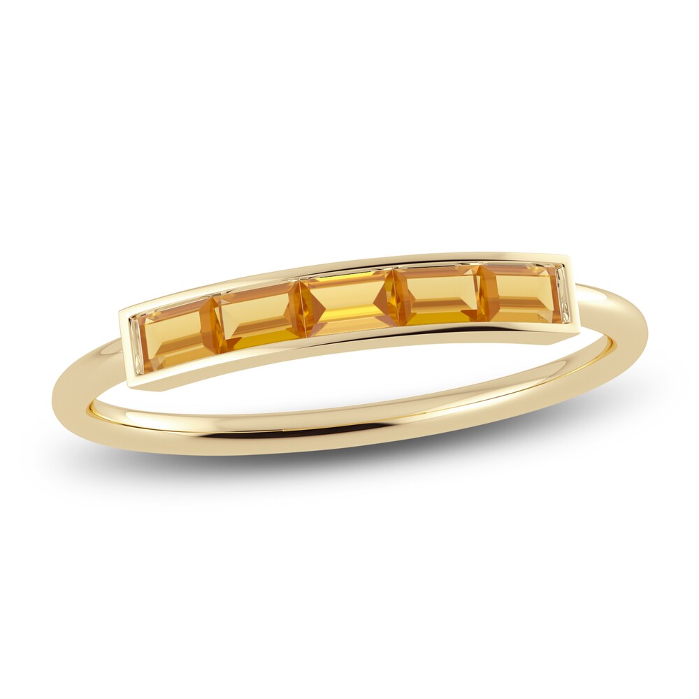 Juliette Maison Natural Citrine Baguette Bar Ring 10K Yellow Gold NLbJpAwV