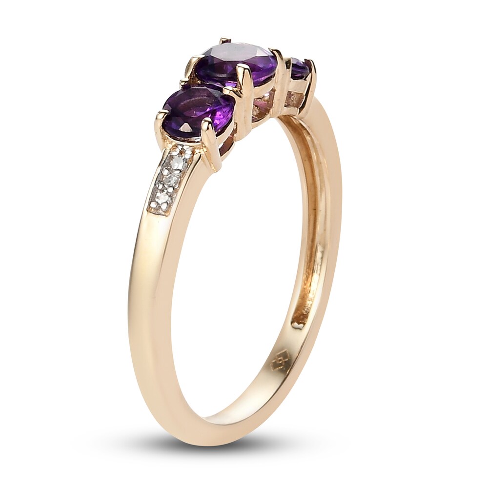 Natural Amethyst Anniversary Ring Diamond Accent 14K Yellow Gold NTHvZS1b