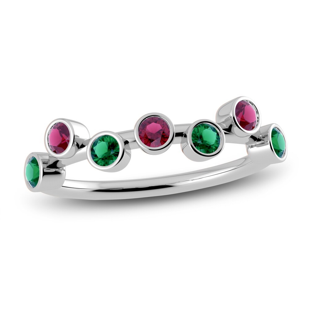 Juliette Maison Natural Rhodolite Garnet & Natural Emerald Ring 10K White Gold NWvmAS5G