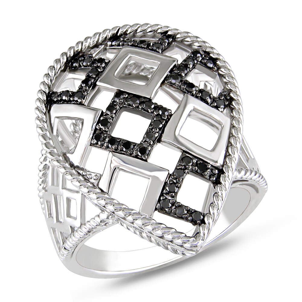 Black Diamond Ring 5/8 ct tw Round Sterling Silver NZMG6rH8