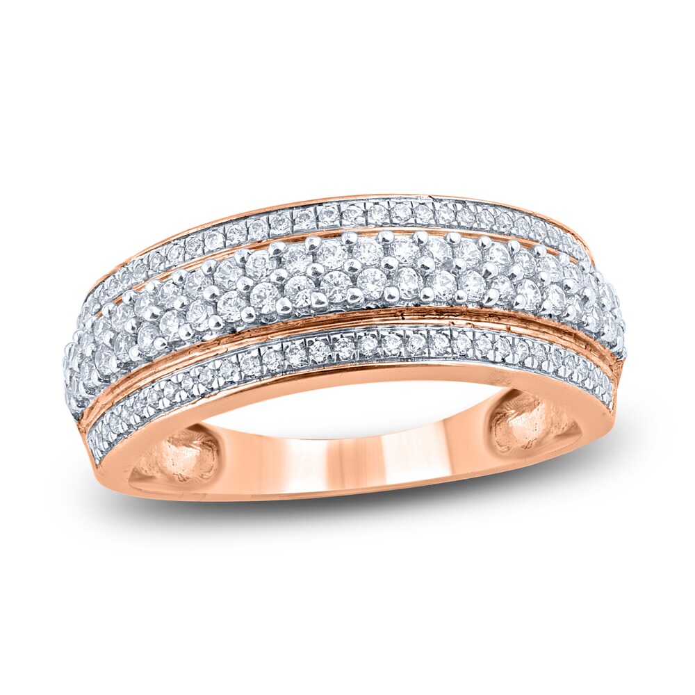 Diamond Multi-Row Anniversary Band 1/2 ct tw Round 14K Rose Gold Nfs6uVDO