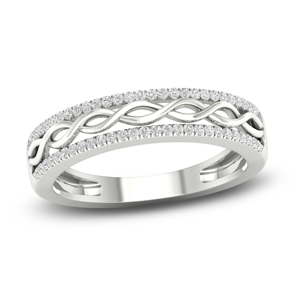 Diamond Twisted Wedding Band 1/8 ct tw Round 14K White Gold Nm2PdnKe