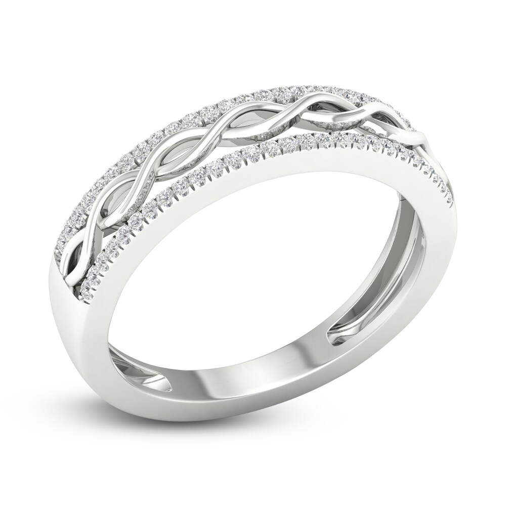 Diamond Twisted Wedding Band 1/8 ct tw Round 14K White Gold Nm2PdnKe