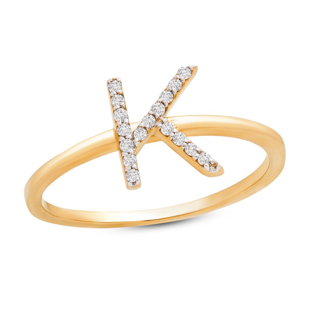 Diamond Letter K Ring 1/10 ct tw Round 10K Yellow Gold NsRW4r0j