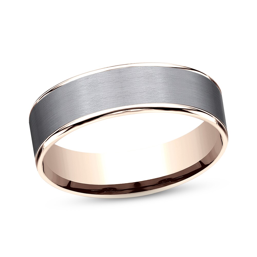 Satin Wedding Band 14K Rose Gold/Tantalum 6.5mm O1aKorLy