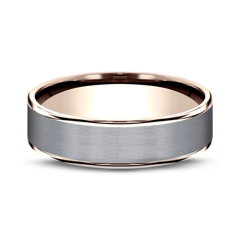 Satin Wedding Band 14K Rose Gold/Tantalum 6.5mm O1aKorLy