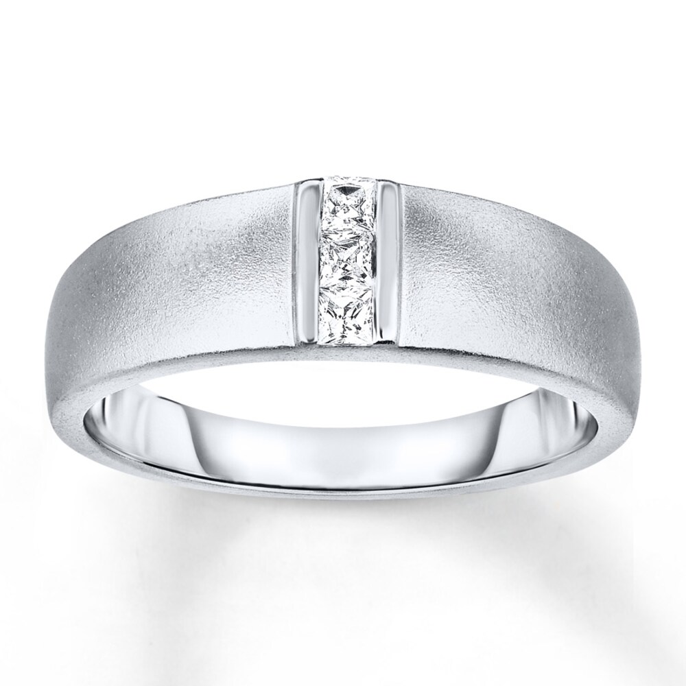 Men's Diamond Ring 1/4 ct tw Princess-cut 10K White Gold O5nsY8K0