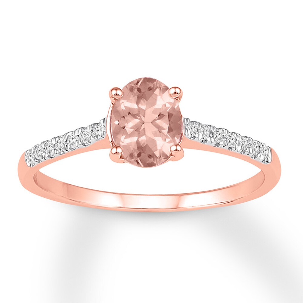Morganite Ring 1/15 ct tw Diamonds 10K Rose Gold OB4U54za