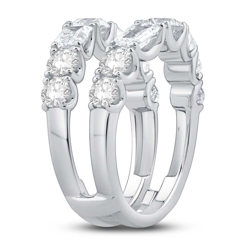 Diamond Enhancer Ring 3-1/2 ct tw Round/Emerald 14K White Gold OCVutaCq