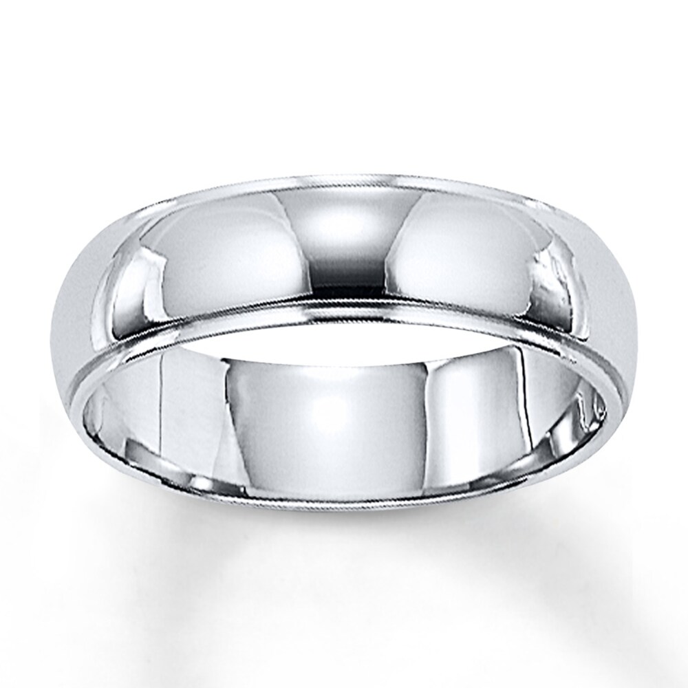 Domed Wedding Band 14K White Gold 6mm OIC9rMOD
