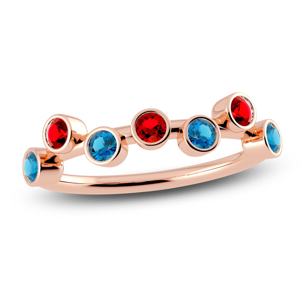 Juliette Maison Natural Ruby & Natural Blue Zircon Ring 10K Rose Gold OMVnhw40