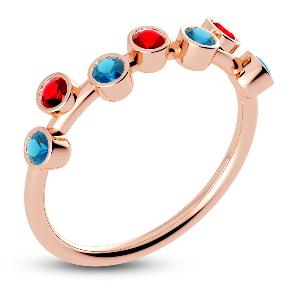 Juliette Maison Natural Ruby & Natural Blue Zircon Ring 10K Rose Gold OMVnhw40