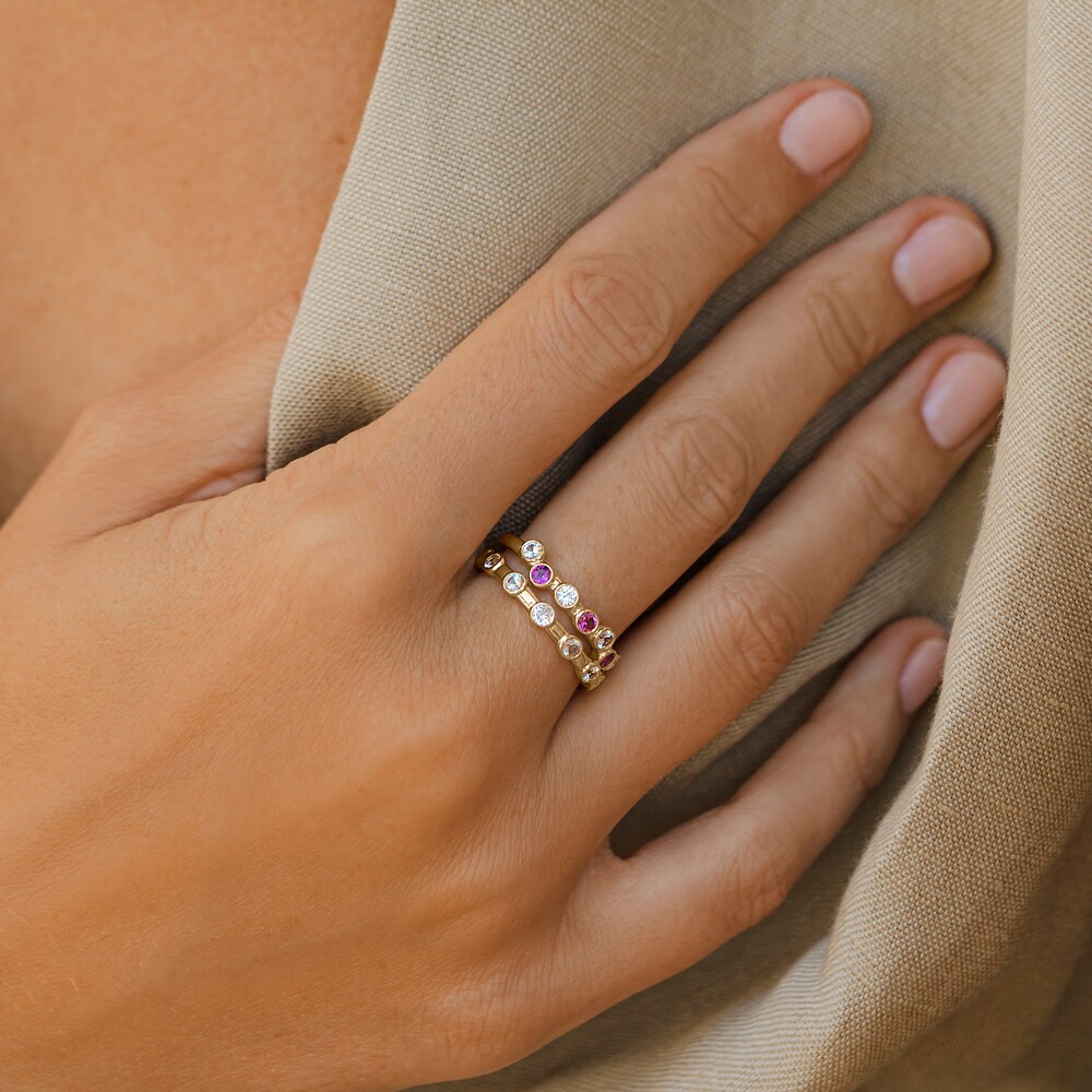 Juliette Maison Natural Ruby & Natural Blue Zircon Ring 10K Rose Gold OMVnhw40