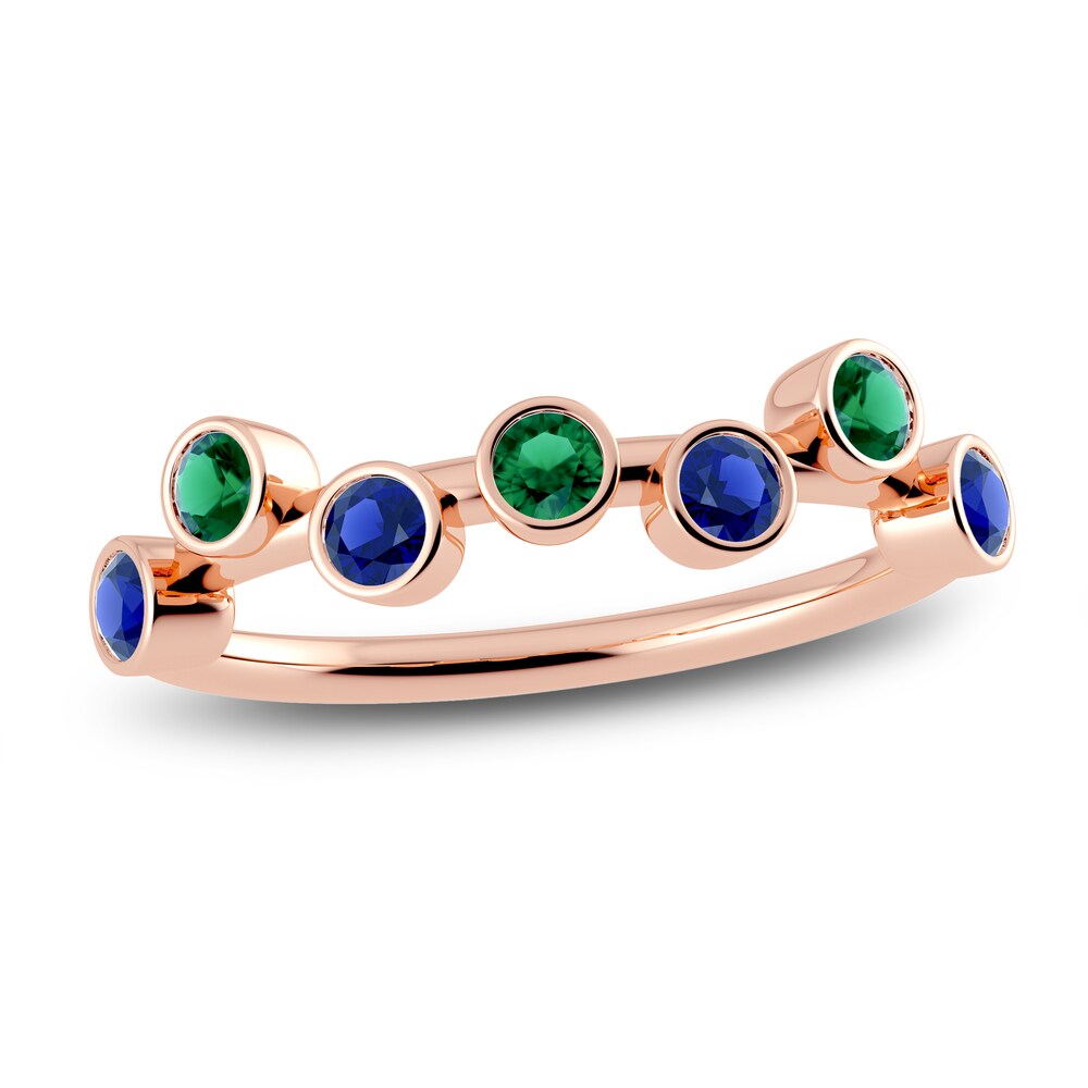 Juliette Maison Natural Blue Sapphire & Natural Emerald Ring 10K Rose Gold OTquTMpd