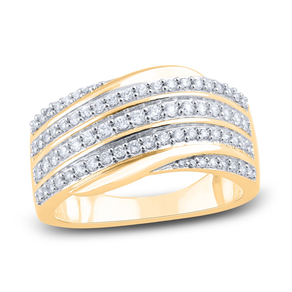 Diamond Wave Anniversary Band 1/2 ct tw Round 14K Yellow Gold OWd8HPDs