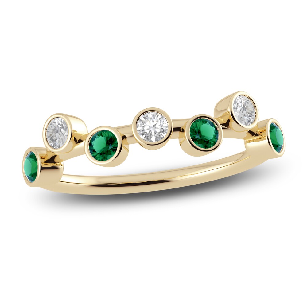 Juliette Maison Natural White Sapphire & Natural Emerald Ring 10K Yellow Gold OaQC7rpp