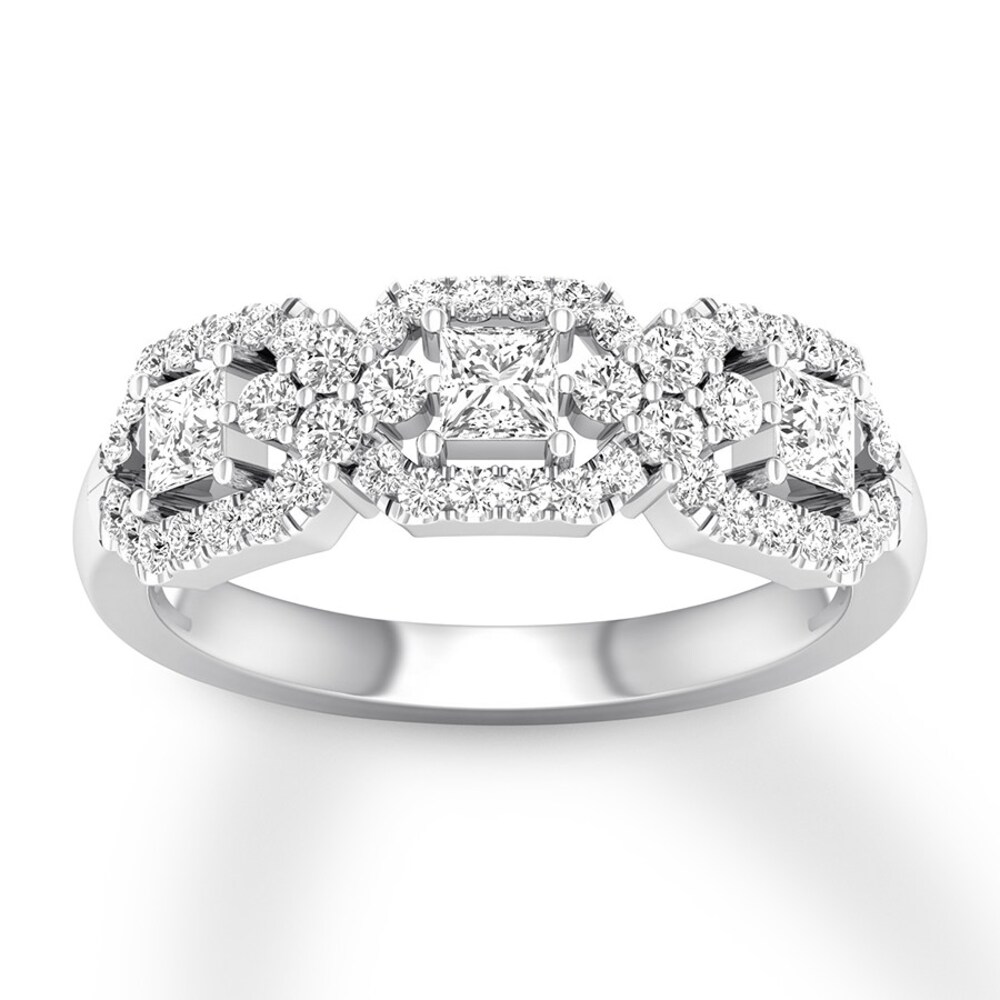 Diamond Anniversary Band 3/4 ct tw Princess/Round 14K White Gold Odh8akOn