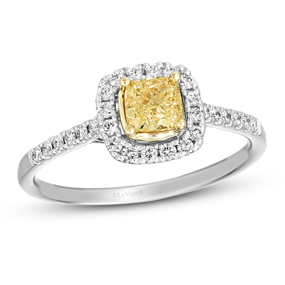 Le Vian Sunny Yellow Diamond Ring 5/8 ct tw Cushion/Round 14K Two-Tone Gold OlFvP8mG