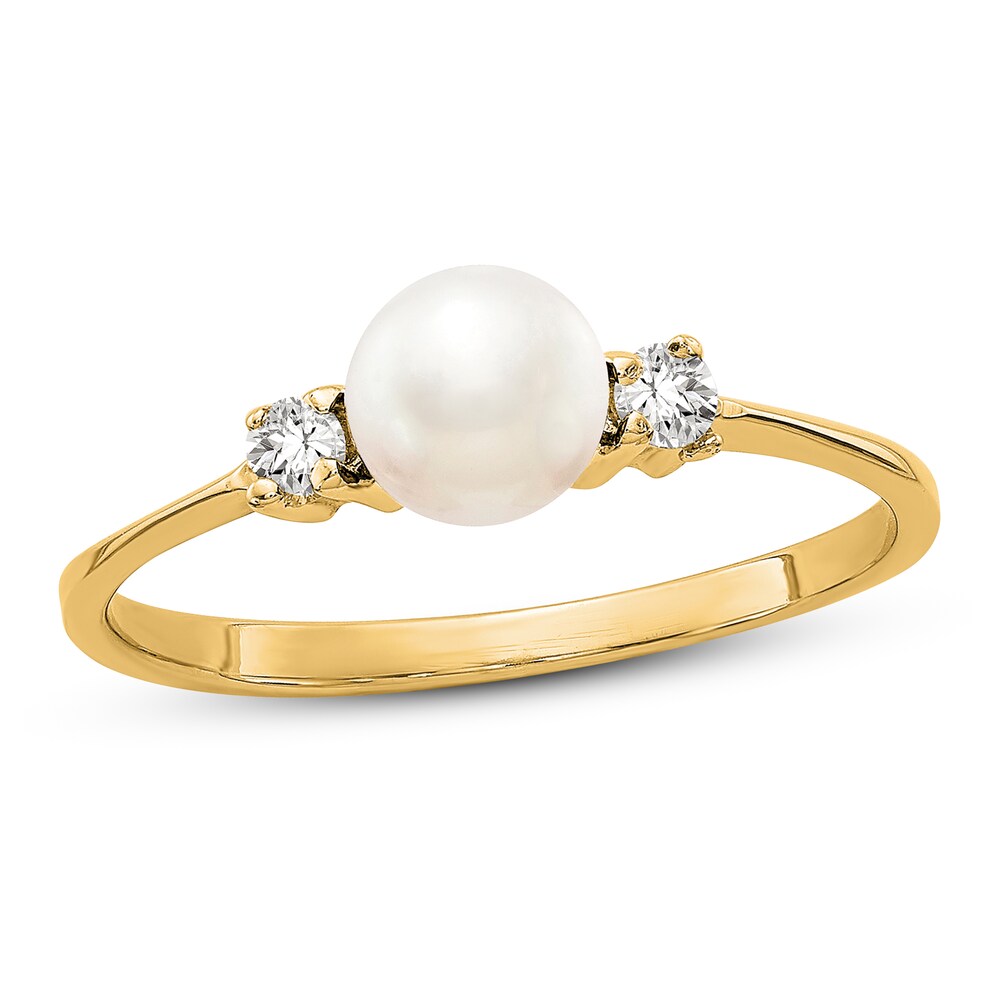 Cultured Freshwater Pearl Ring 1/15 ct tw Diamonds 14K Yellow Gold OtYlBBZC