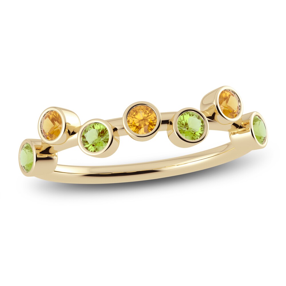 Juliette Maison Natural Citrine & Natural Peridot Ring 10K Yellow Gold Ow75ScvF