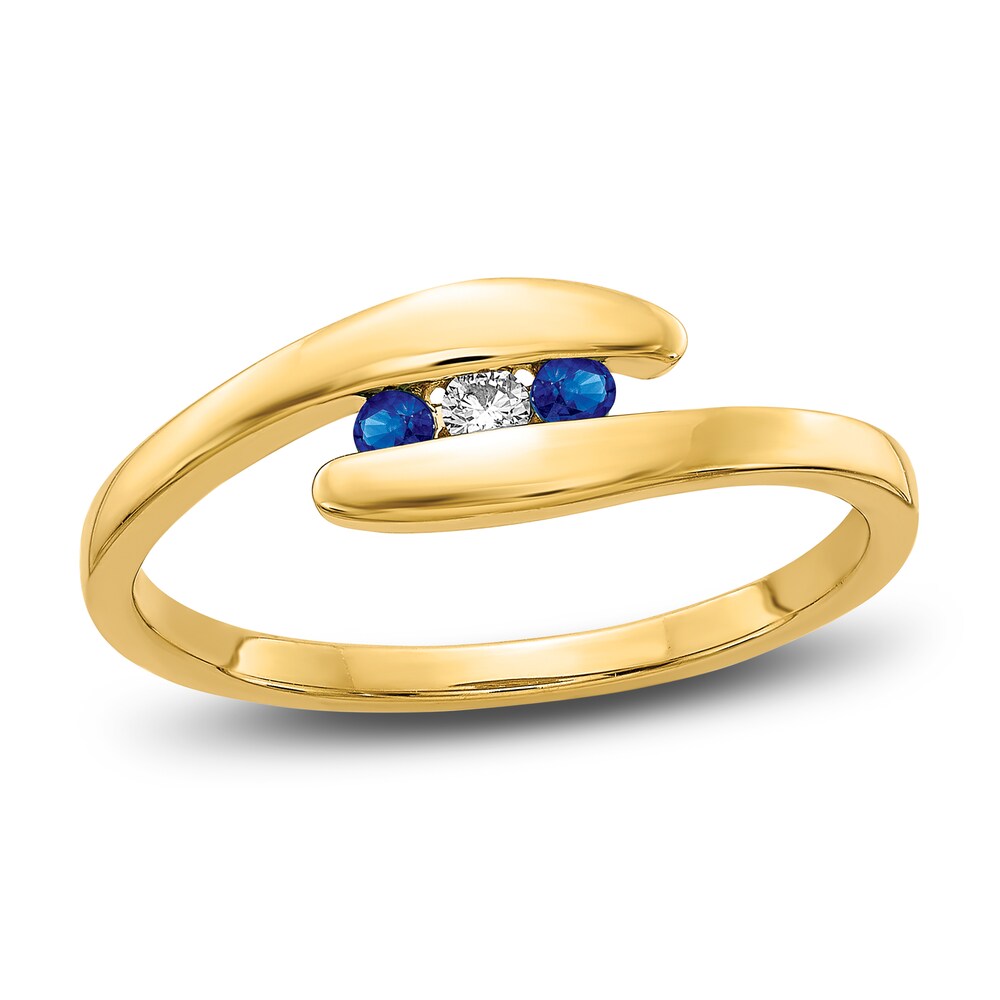 Natural Blue Sapphire Ring Diamond Accent 14K Yellow Gold PDHIRGfE