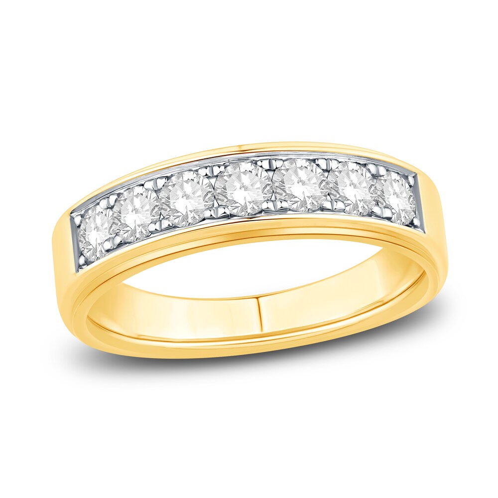 Men\'s Diamond Wedding Band 1 ct tw Round 14K Yellow Gold PF3iYSqL