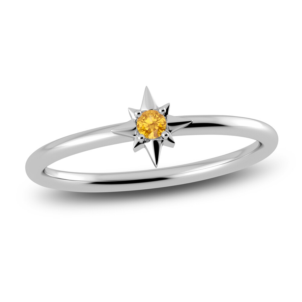 Juliette Maison Natural Citrine Starburst Ring 10K White Gold PInLrmo4