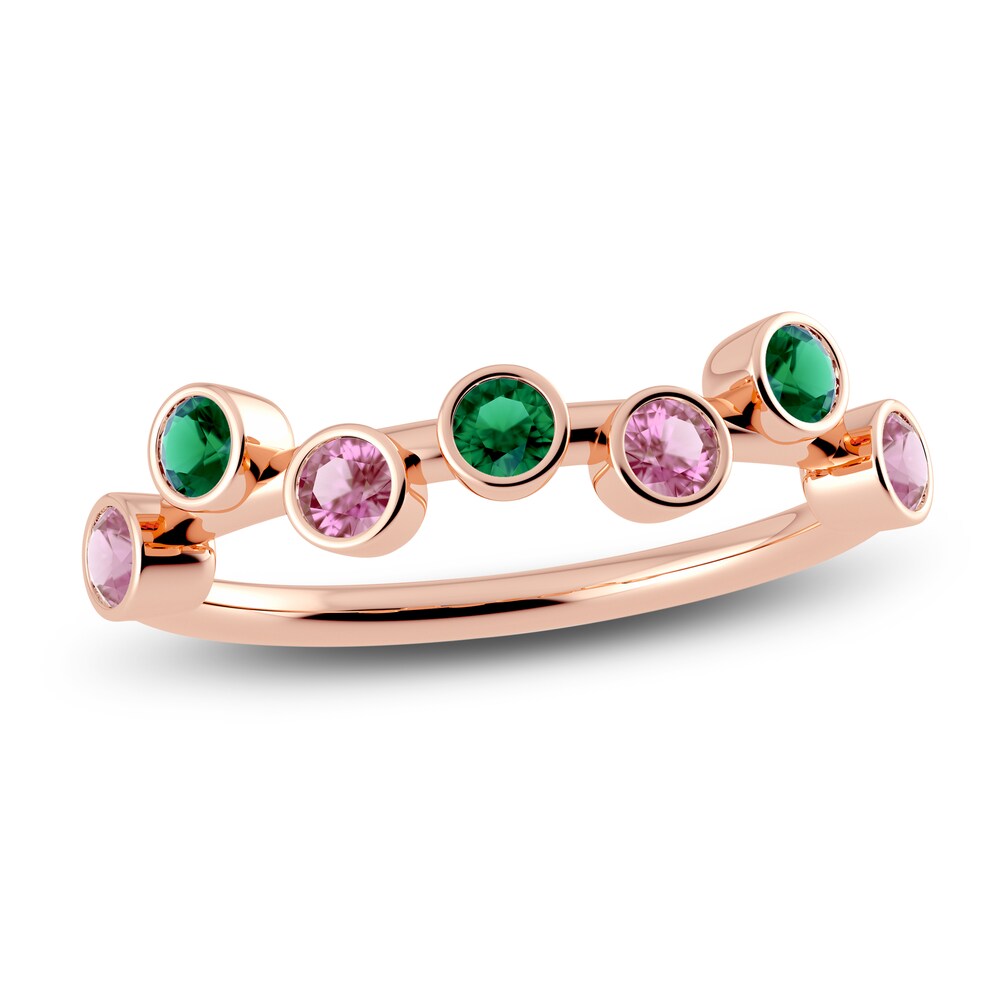 Juliette Maison Natural Emerald & Natural Pink Tourmaline Ring 10K Rose Gold PMiWwxxg