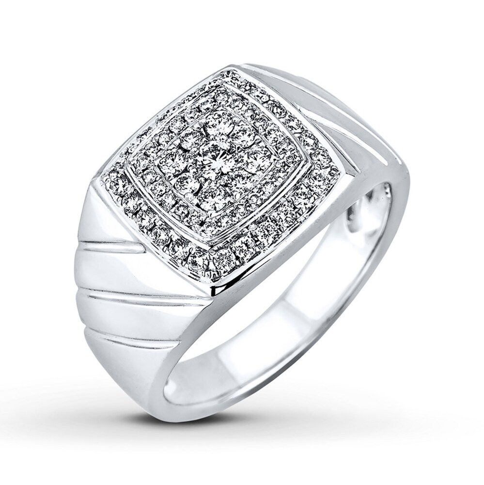 Men's Diamond Ring 5/8 ct tw Round-cut 14K White Gold PMx0pnUW