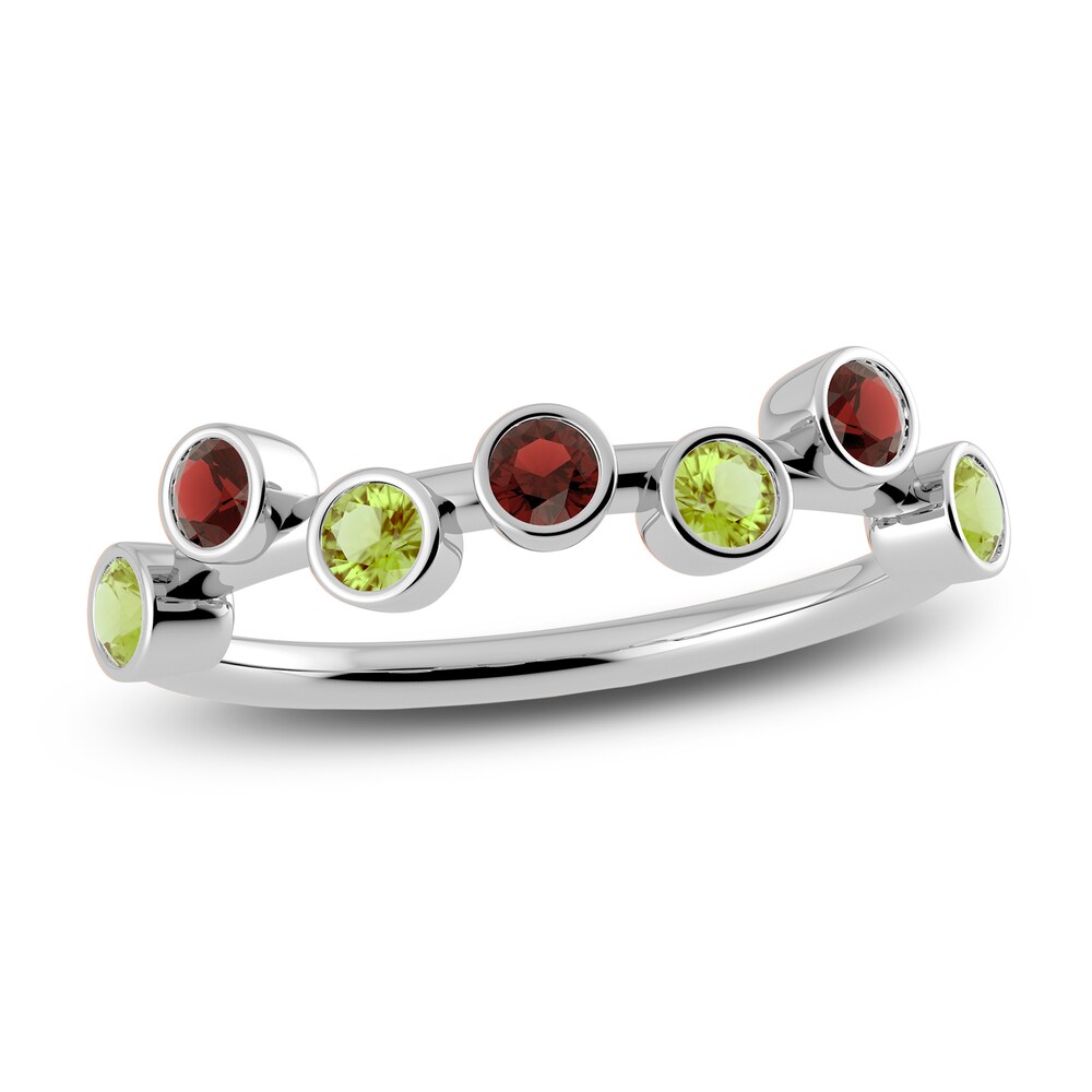 Juliette Maison Natural Garnet & Natural Peridot Ring 10K White Gold PRE7wjxE