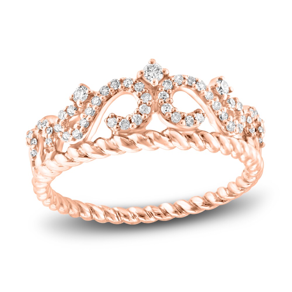 Diamond Crown Ring 1/4 ct tw Round 14K Rose Gold PSlb9tDx