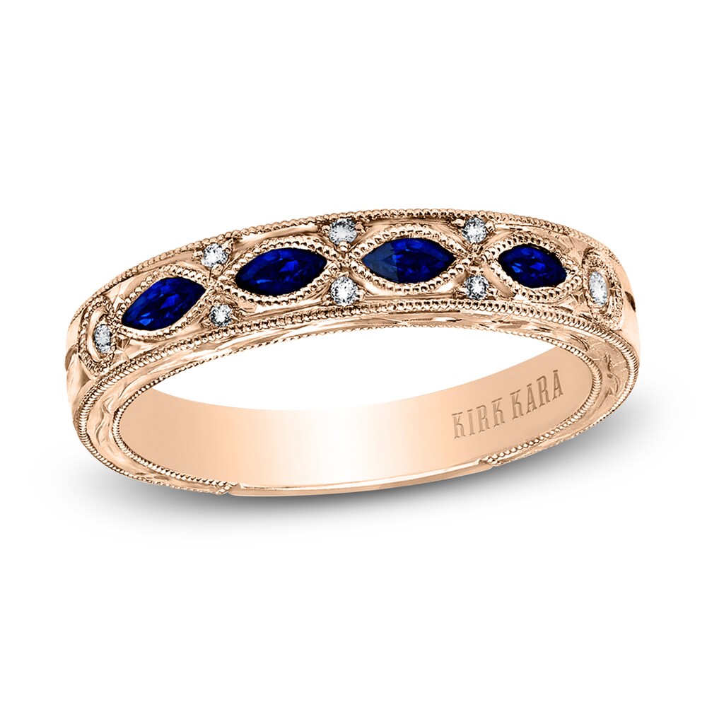 Kirk Kara Natural Blue Sapphire Anniversary Band Diamond Accents 18K Rose Gold PVyKaHV9