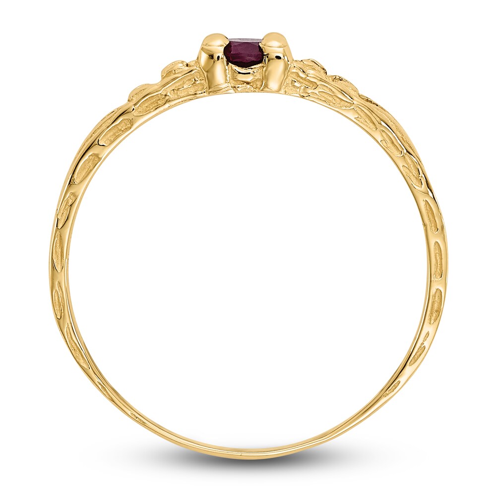 Natural Ruby Birthstone Ring 14K Yellow Gold PYvhSJwy